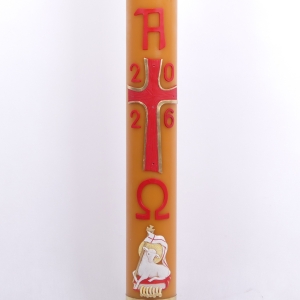 PASCHAŁ 1A 10/115cm 8,5 KG WOSK, KRZYŻ CZERWONY, POGRUBIONY ZŁOTY BRZEG  + BARAN 2024