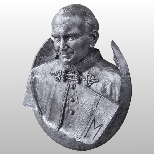 MEDALION OJCA ŚW. JANA PAWŁA II - PŁASKORZEŹBA 70x80CM SREBRNY (660)