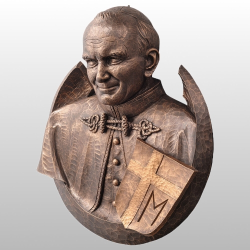 MEDALION OJCA ŚW. JANA PAWŁA II - PŁASKORZEŹBA 70x80CM IMITACJA BRĄZU (660)