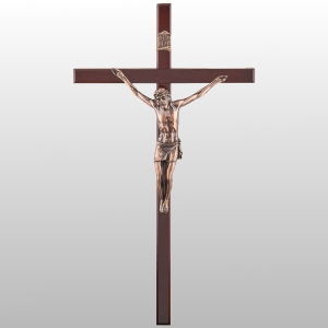 KRZYŻ WISZĄCY DREWNO KOLOR WIŚNIA 45CM