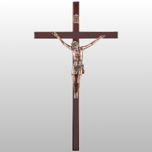 KRZYŻ WISZĄCY DREWNO KOLOR WIŚNIA 45CM
