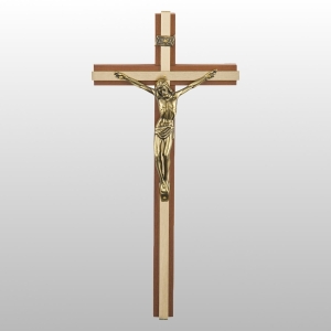 KRZYŻ WISZĄCY DREWNO KOLOR ORZECH/ZŁOTO 26CM