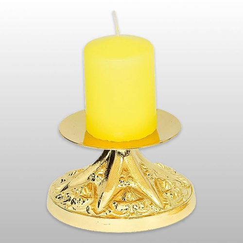 ŚWIECZNIK Z RELIEFEM MOSIĄDZ 5CM