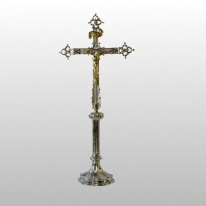 KRZYŻ STOJĄCY MOSIĘŻNY NIKLOWANY 76 CM (52261)