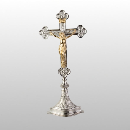 KRZYŻ STOJĄCY MOSIĘŻNY NIKLOWANY 41 CM (52262)