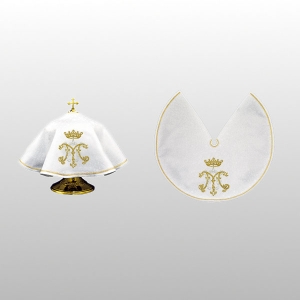 WELON NA PUSZKĘ BIAŁY HAFT MARYJNY ( 45cm ŚR. - Z WYCIĘCIEM) (52603)