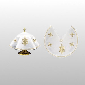 WELON NA PUSZKĘ BIAŁY HAFT IHS ( 45cm ŚR. - Z WYCIĘCIEM) (52604)