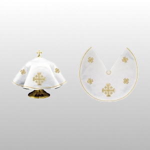 WELON NA PUSZKĘ BIAŁY HAFT KRZYŻ JEROZOLIMSKI ( 45cm ŚR. - Z WYCIĘCIEM) (52605)