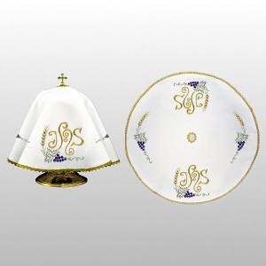 WELON NA PUSZKĘ BIAŁY HAFT IHS WINOGRONA ( ŚR. 53cm .- OKRĄGŁY) (52611)