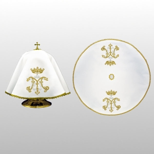 WELON NA PUSZKĘ BIAŁY HAFT MARYJNY ( ŚR. 53cm .- OKRĄGŁY) (52612)