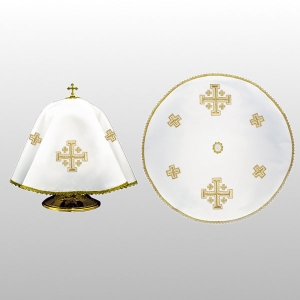 WELON NA PUSZKĘ BIAŁY HAFT KRZYŻ JEROZOLIMSKI ( ŚR. 53cm .- OKRĄGŁY) (52614)