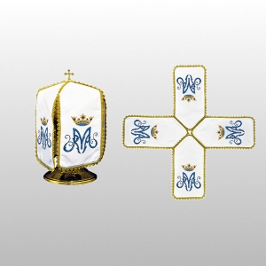 WELON NA PUSZKĘ BIAŁY HAFT MARYJNY ( 24cm WYS.- KRZYŻAK) (52616/1)