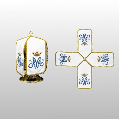 WELON NA PUSZKĘ BIAŁY HAFT MARYJNY ( 24cm WYS.- KRZYŻAK) (52616/1)