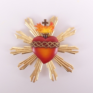 RZEŹBA DREW.- ROZETA=PROMIENIE, SERCE JEZUSA, FI=20cm,