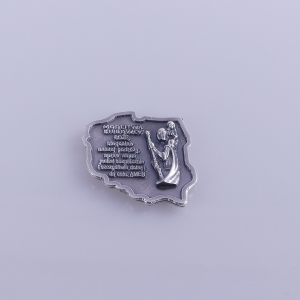 PLAKIETKA METALOWA ŚW.KRZYSZTOF+ MODLITWA KONTUR POLSKI SREBRNA