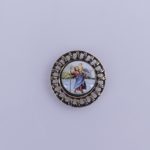 PLAKIETKA ŚW. KRZYSZTOF OKRĄGŁA + KORONKA