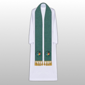 STUŁA HAFT KOLOR + FRĘDZLE "JUBILEUSZ 24/25"  ZIELONA