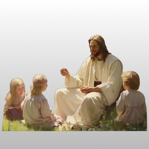 JEZUS WŚRÓD DZIECI (POZIOMY) - TEKTURA 150cm