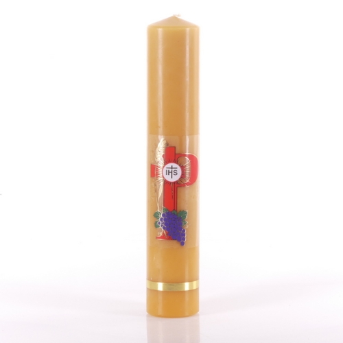 ŚWIECA WOSK 0.66 30/5.5cm NAKLEJKA PAX, IHS