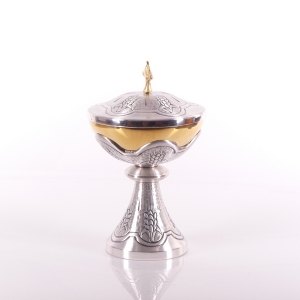 PUSZKA ZŁOTO-SREBRNA PAX Z KŁOSAMI WYS. 20 CM