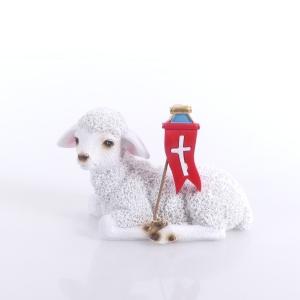 FIGURKA BARANEK WIELKANOCNY Z CHORĄGIEWKĄ 8CM