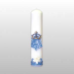 ŚWIECA OŁTARZOWA BIAŁA APLIKACJA  -MARYJNA