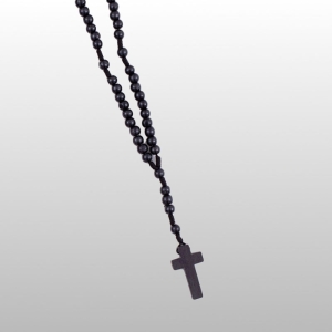 RÓŻANIEC DREWNO 8MM, SZNUREK, KULKA CZARNY