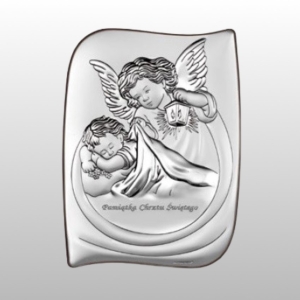 OBRAZEK ANIOŁEK Z LATARENKĄ PAMIĄTKA CHRZTU ŚW. 9,5x13cm