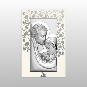 PANEL ŚWIĘTA RODZINA BIAŁY SREBRNE DRZEWO 24x37