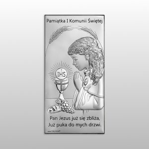 OBRAZEK KOMUNIA DZIEWCZYNKA PAMIĄTKA I KOMUNII ŚWIETEJ PIEŚŃ 7x14