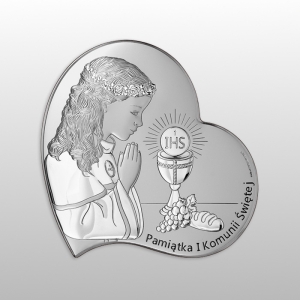 OBRAZEK KOMUNIA DZIEWCZYNKA PAMIĄTKA I KOMUNII ŚWIĘTEJ SERCE 13x13
