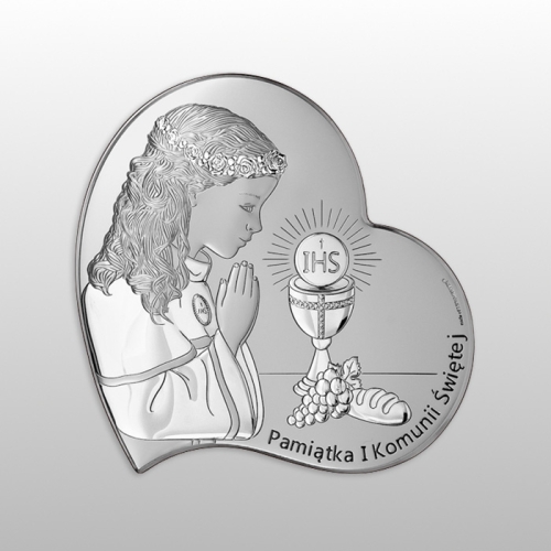 OBRAZEK KOMUNIA DZIEWCZYNKA PAMIĄTKA I KOMUNII ŚWIĘTEJ SERCE 13x13