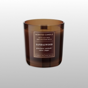 ŚWIECA ZAPACH -SZKŁO WOOD -SANDALWOOD, CEDARWOOD 150g