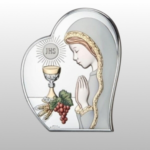 OBRAZEK KOMUNIA DZIEWCZYNKA SERCE 9x11 KOLOR