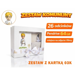 BAJKI Z WARTOŚCIAMI CHRZEŚCIJAŃSKIMI "NIE Z TEJ ZIEMI" -(26 ODC.) -ZESTAW KOMUNIJNY -CHŁOPIEC PENDRIVE USB-A