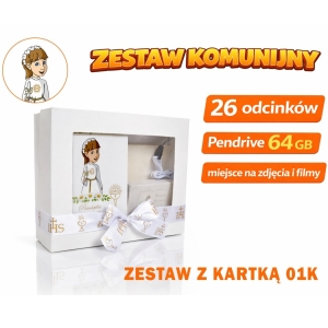 BAJKI Z WARTOŚCIAMI CHRZEŚCIJAŃSKIMI "NIE Z TEJ ZIEMI" -(26 ODC.) -ZESTAW KOMUNIJNY -DZIEWCZYNKA PENDRIVE USB-A