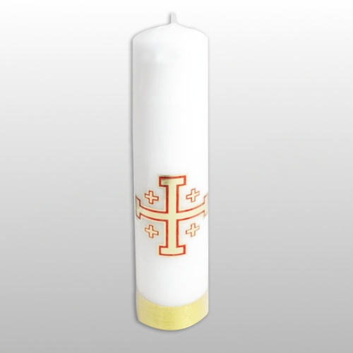 ŚWIECA OŁTARZOWA BIAŁA KRZYŻ JEROZOLIMSKI