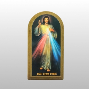 PAMIĄTKA NA DESCE JEZUS MIŁOSIERNY (7X14,5) brązowa