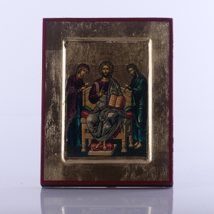 IKONA JEZUS PANTOKRATOR NA TRONIE + MARYJA I ŚW.JAN CHRZCICIEL, 14x18cm