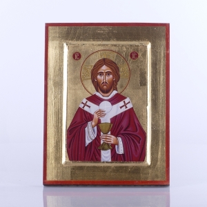 IKONA JEZUS Z HOSTIĄ, 17x22 CM