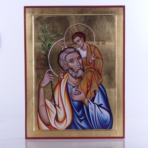 IKONA ŚW.JÓZEF Z DZIECIĄTKIEM JEZUS (LILIE), 30x40 CM