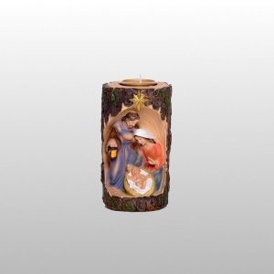 ŚWIECZNIK ŚWIĘTA RODZINA - KOLOR, TEALIGHT WYS. 13 CM