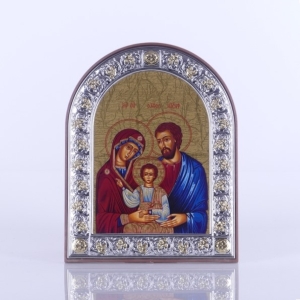 IKONA SREBRNA, ŚW. RODZINA (KOLOR) OWAL 12 X 15,5cm