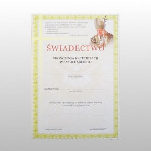 ŚWIADECTWO -SZKOŁA ŚREDNIA