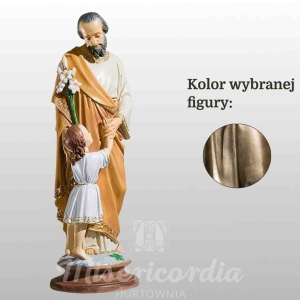 ŚW. JÓZEF OPIEKUN (Z JEZUSEM STOJĄCYM I LILIJKĄ) 47CM ZŁOTY (755)