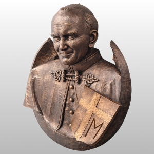 MEDALION OJCA ŚW. JANA PAWŁA II - PŁASKORZEŹBA 70x80CM IMITACJA BRĄZU (660)