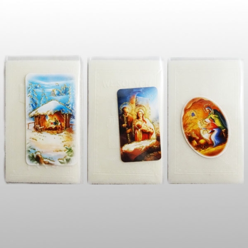OPŁATKI WIGILIJNE.: 5 SZT MAŁYCH + OBRAZEK + FOLIA 