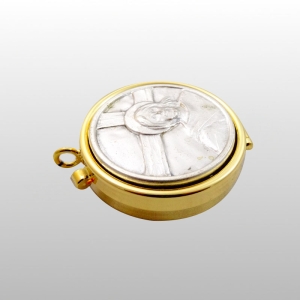 CYBORIUM śr. 5,4 cm JEZUS KRZYŻ SREBRO