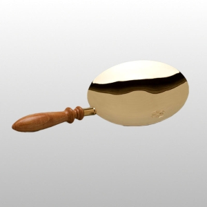 PATENA ZŁOCONA Z RĄCZKĄ DREWNIANĄ 15 CM (35029)