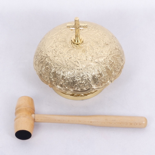 Gong pojedynczy - mosiądz - drewniany młotek - 22 cm